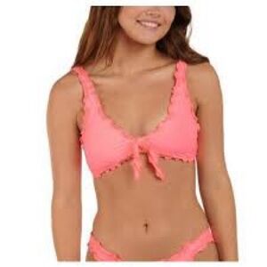 NWT Citrus Merrow Ruffle Swim Bikini Set - Coral Pink